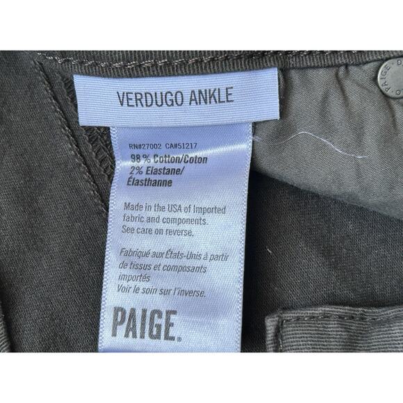 PAIGE Verdugo Ankle Skinny Jeans Size 27 Dark Moss Made in USA Stretch Denim - Picture 4 of 9